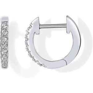 women 14K Gold Plated Cubic Zirconia Cuff Earrings Huggie Stud